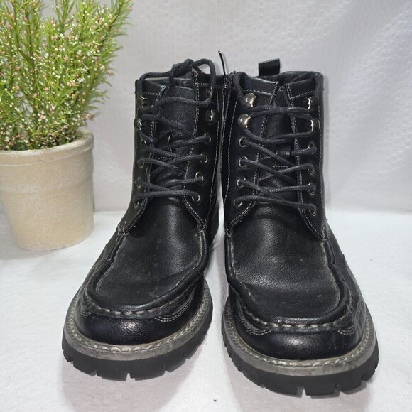 BRUNO MARC MENS BLACK MOTORCYCLE MILITARY COMBAT OXFORD BOOTS SIZE 7 - Picture 11 of 13